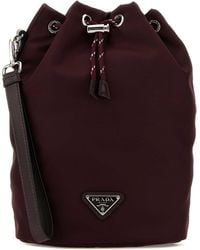 Prada - Burgundy Fabric Clutch - Lyst