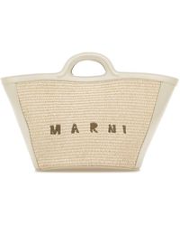 Marni - Leather And Raffia Small Tropicalia Summer Handbag - Lyst
