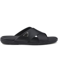 Prada - Crossed Leather Sandals - Lyst