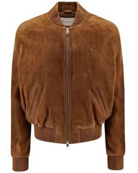 Ami Paris - Suede Leather Zipped Jacket - Lyst