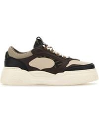 Fendi - Leather And Canvas Force Sneakers - Lyst