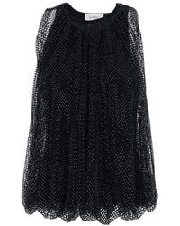 Sportmax - Top With Mesh Design And All-Over Rhinestone Application - Lyst
