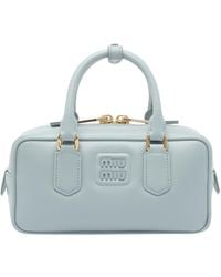 Miu Miu - Mini Leather Arcadie Handbag With Logo - Lyst