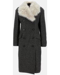 Simone Rocha - Cut-Out Faux-Fur Collar Double-Breasted Wool Coat - Lyst