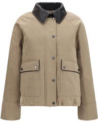 Brunello Cucinelli - Padded Down Jacket With Leather Collar - Lyst