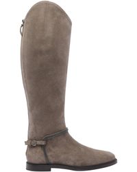 Brunello Cucinelli - Suede Boots With Monile Detail - Lyst