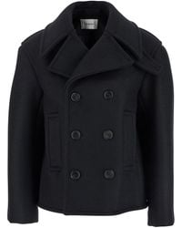Saint Laurent - Double-Breasted Wool Pea Coat - Lyst