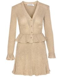 Self-Portrait - Self Portrait Lurex Peplum Knit Mini Dress - Lyst