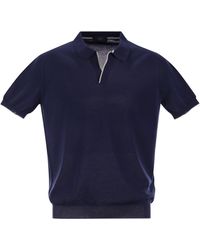 Fay - Cotton Buttonless Polo Shirt - Lyst