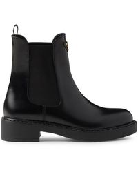 Prada - Brushed Leather Chelsea Boots - Lyst