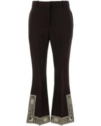 Burberry - Chocolate Wool Blend Flared Pant - Lyst