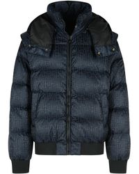 Balmain - Short Nylon Jacquard Down Jacket With Monogram - Lyst