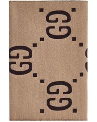 Gucci - GG Logo Wool And Silk Jacquard Scarf - Lyst