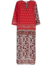 P.A.R.O.S.H. - Silk Caftan With V-Neck And All-Over Bandana Motif For - Lyst