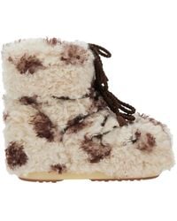 Moon Boot - 'Icon' Snow Boots With Cow Print - Lyst