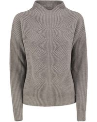 Herno - Pure Wool Jumper With Textured Knit And High Neck - Lyst