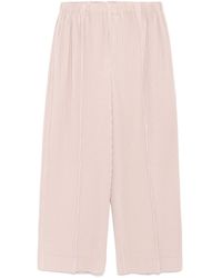 Homme Plissé Issey Miyake - Pleated Almond Crop Trousers With Side Welt Pockets - Lyst