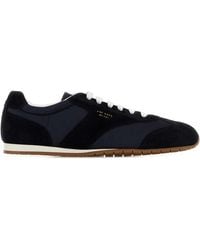 Prada - Dark Suede And Fabric Sneakers - Lyst