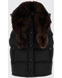 Prada - Re-Nylon Padded Sleeveless Down Jacket With Shearling Collar - Lyst
