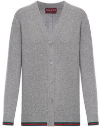 Gucci - Wool And Cashmere Cardigan With Web, Ready-To-Wear - Lyst