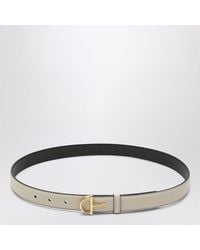 Gucci - Thin Ivory Belt With Half Horsebit Buckle - Lyst