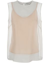 P.A.R.O.S.H. - Silk Blouse With Semi-Transparent - Lyst