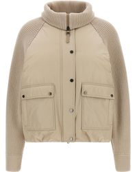 Brunello Cucinelli - Knit Insert Down Jacket - Lyst