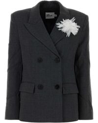 Self-Portrait - Graphite Twill Oversize Blazer - Lyst