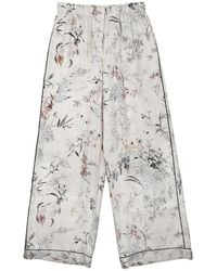 Dior - Floral Print Silk Wide-Leg Pants - Lyst