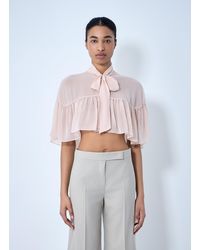 Max Mara - Silk Chiffon Cropped Blouse - Lyst