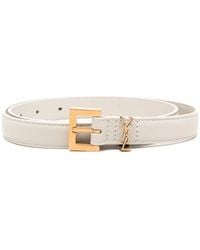 Saint Laurent - Cassandre Thin Belt With Square Buckle - Lyst