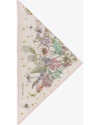 Dior - Dior Flowers Calendar Triangle Silk Foulard - Lyst
