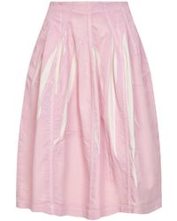 Marni - Screen-Printed Denim Flared Midi Skirt - Lyst