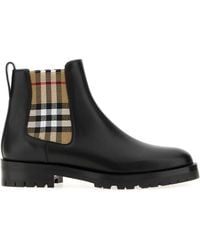 Burberry - Vintage Check Detail Leather Chelsea Boot - Lyst