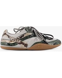 Miu Miu - Gymnasium Technical Fabric And Python-Print Aisley Sneakers - Lyst