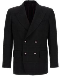 Etro - Check Double-Breasted Blazer - Lyst