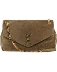 Saint Laurent - Dove Suede Leather Large Calypso Shoulder Bag - Lyst