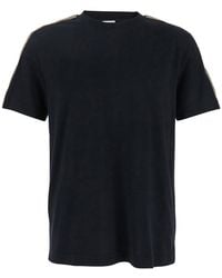 Burberry - Crewneck T-Shirt With Ekd Tonal Logo Embroidery On The Front And Check Motif On The Sleeves - Lyst