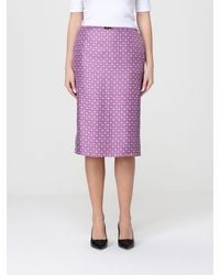 Gucci - Silk Midi Skirt With Horsebit Motif - Lyst