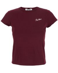 The Attico - Bordeaux Crew Neck T-Shirt With Logo Lettering On The Front - Lyst