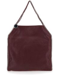 Stella McCartney - 'Falabella' Bordeaux Shoulder Bag With Diamond-Like Chain And Logo Charm On The Front - Lyst