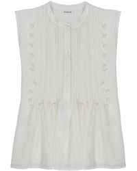 P.A.R.O.S.H. - P. A.R. O.S. H. Embroidered Silk Sleeveless Blouse - Lyst