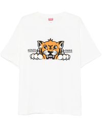 KENZO - Happy Tiger Cotton T-Shirt - Lyst