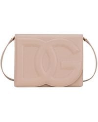 Dolce & Gabbana - Leather Shoulder Bag With Dg Logo - Lyst