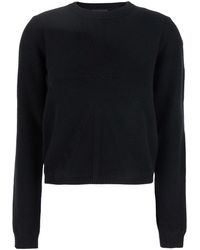 Moncler - Rick Owens 'Biker' Crewneck Sweater With Logo Patch On The Sleeve - Lyst