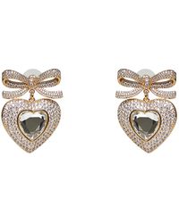 Self-Portrait - Self Portrait Bow Crystal Heart Earrings - Lyst