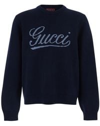 Gucci - Crewneck Sweater With Logo Embroidery On The Front - Lyst