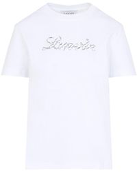 Lanvin - Embroidered Script Logo Cotton T-Shirt - Lyst