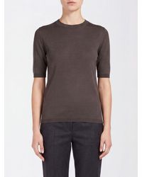 Max Mara - Short-Sleeved Silk And Cashmere Knit Top With Slim Fit - Lyst