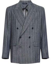 Tagliatore - Pinstriped Linen Blend New York Double-Breasted Blazer - Lyst